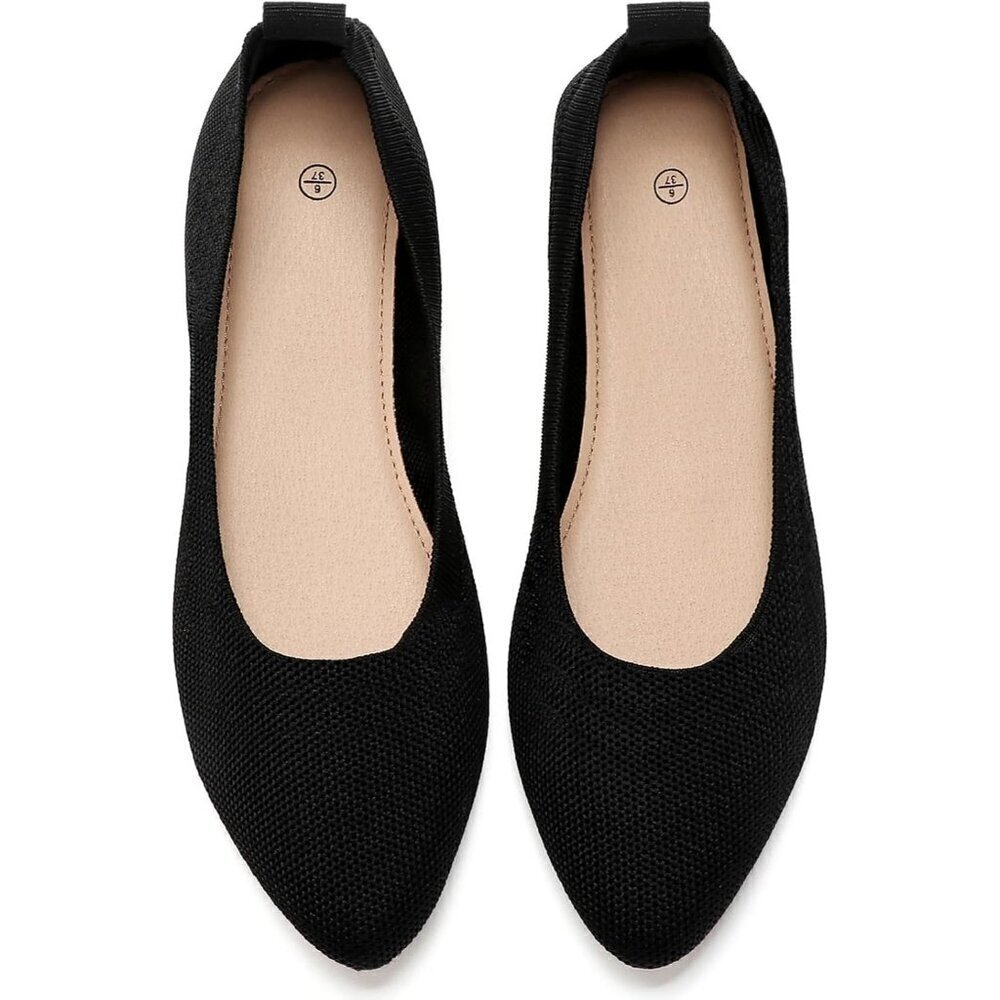 🆕Shupua Flat Shoes Women Black Mesh Pointed Toe Slip on Ballet Comfortable Shoe